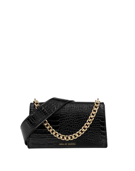 Medium Lia Baguette Bag Neo Noir Croco