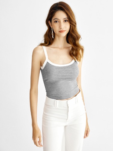 IcyAir® Backless Rib Cami Top - Heather Grey / S