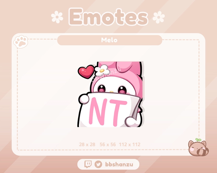 NT Pink Plush Bunny | Twitch Discord Emotes | Twitch Graphics