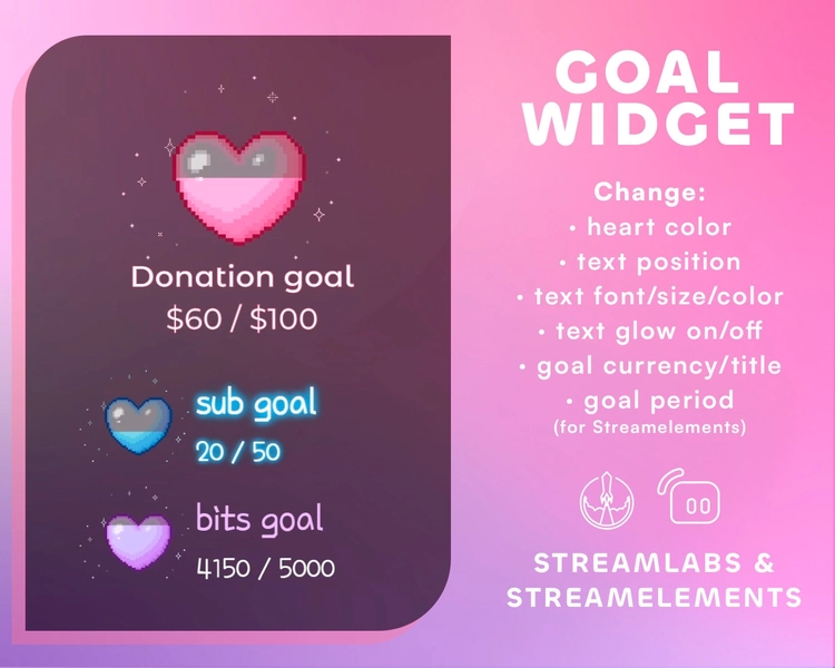 Twitch Goal widget for Stream Heart sparkle