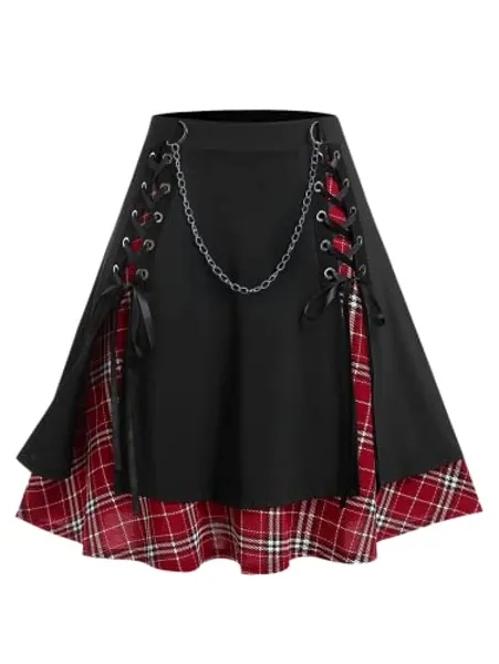 ROSE GAL Plus Size Plaid Mini Skirt