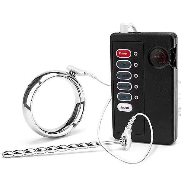 Urethral Sounds Dilators Penis Electric Shock Penis Plugmulti-Frequency Stretcher Screw Penis Plug for Male Masturbation Sex Toys for Men Adult Sex Products with Cock Ring(40mm)
