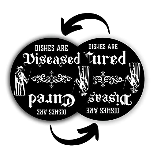 Gothic Kitchen Decor Plague Doctor Mask Dishwasher Magnet Clean Dirty Sign - Witchy Aesthetic Black Gothic Home Decor Horror Dorm Room Apartment Essentials - Scary Stuff Witch Gifts for Women & Men - Gothic Plague Doctor