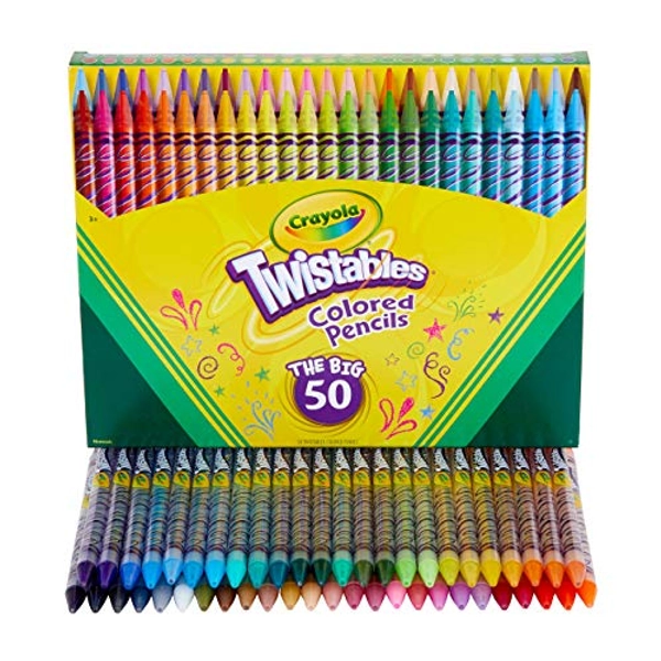 Crayola Twistables Colored Pencil Set (50ct), No Sharpen Colored Pencils For Kids, Kids Art Supplies, Coloring Set, Gifts, 4+ [Amazon Exclusive]