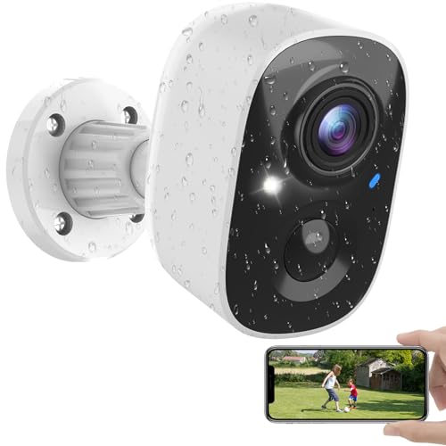MaxiViz Security Cameras Wireless Outdoor, Battery Powered Cameras for Home Security Indoor/Outdoor with AI Motion Detection, 1080P Color Night Vision, 2-Way Talk, IP66 Weatherproof, SD/Cloud Storage - White