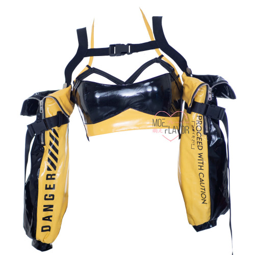 Danger Cyber Cat Outfit - Yellow & Black / Top / 2XL/3XL