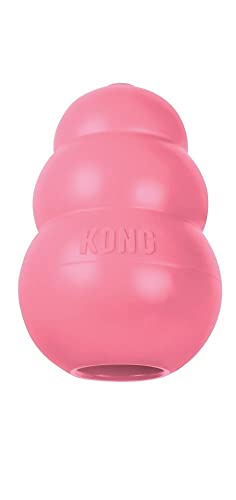 KONG - Puppy Toy Natural Teething Rubber - Fun to Chew, Chase and Fetch - for Small Puppies - Pink - Small - Pink