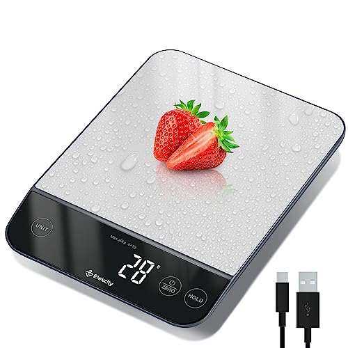 Etekcity Food Kitchen Scale 22lb, Digital Weight Grams and Oz for Weight Loss, Baking and Cooking, 0.05oz/1g Precise Graduation,5 Weight Units, IPX6 Waterproof, USB Rechargeable,304 Stainless Steel - Digital Waterproof