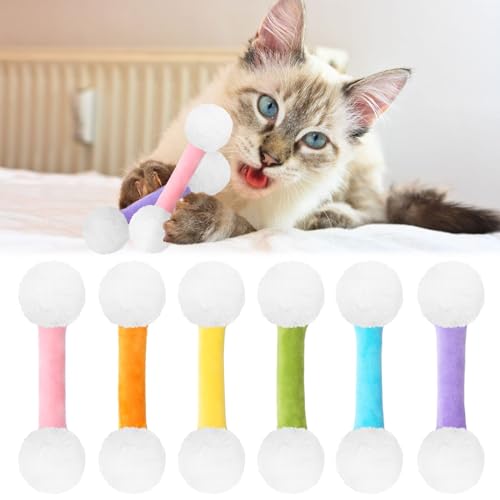 CiyvoLyeen Swabs Catnip Toys Set of 6 Soft Plush Cat Kicker Toys Interactive Kitty Kick Sticks for Cat Lovers Gift Durable Cat Teething Chew Toy for Cat - Swabs Catnip Toys