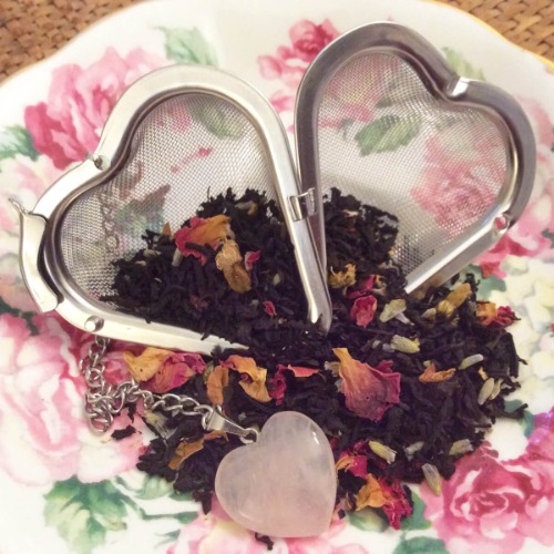 Gemstone Heart Tea Infuser (Rose Quartz - Amethyst) - Rose Quartz
