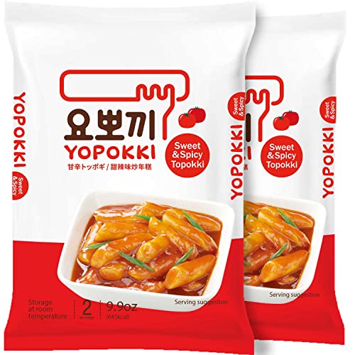 Yopokki Instant Tteokbokki Pack (Sweet Mild Spicy, Pack of 2) Korean Street food with sweet and moderately spicy sauce Topokki Rice Cake - Quick & Easy to Prepare - Sweet&Mild Spicy