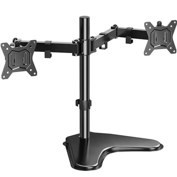 HUANUO 13-32 inch Dual Monitor Stand for Desk, Free Standing Monitor Stands for 2 Screens up to 17.6lbs per Arm, Fully Adjustable Dual Monitor Mount with Tilt, Swivel, Rotation, Max VESA 100x100mm