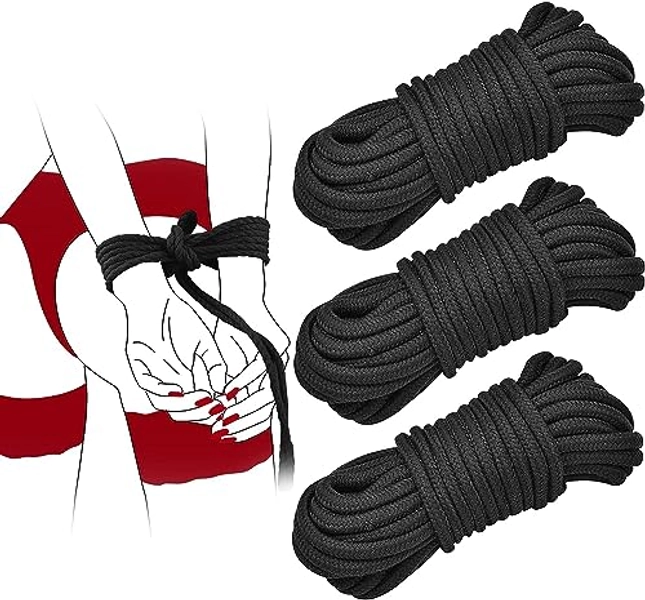 3pack Soft Cotton-Rope Black Sex Bondage Kit BDSM Beginner Set Shibari Bondage Ropes Restraint Kit Fetish Adult Sex Toys for Women Men and Couples