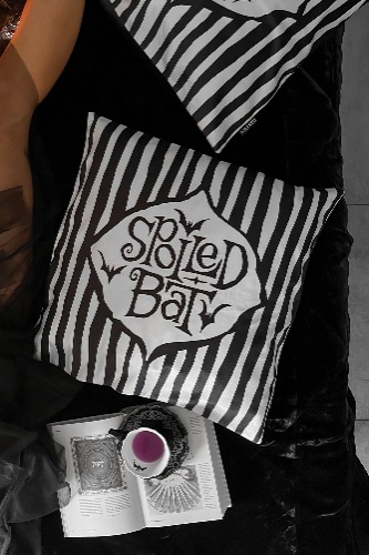 Spoiled Bat Cushion Cover | One Size / Black/White / 100% Polyester