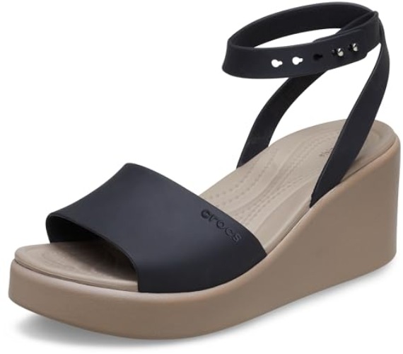 Crocs Women's Brooklyn Ankle Strap Wedge Sandal - 4 UK - Black Mushroom