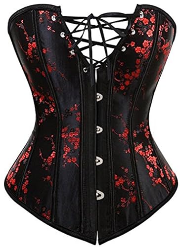 Kelvry Womens Waist Cincher Lace up Boned Basque Corset Shapewear Black Plus size - 14-16 - Black