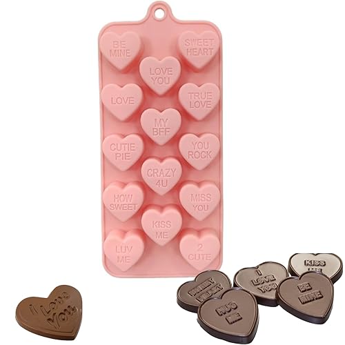 PTaizjjz Heart Silicone Chocolate Mold,14-Cavity Valentine Heart Shape Jelly Candy Gummy Molds DIY Wax Melt Moulds for Valentine's Day Cake Decoration - Valentine