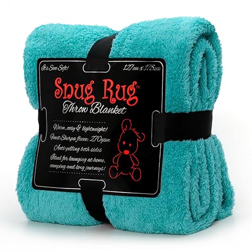 Snug Rug Special Edition Blankets Luxury Sherpa Fleece 127 x 178cm (50" x 70") Sofa TV Throw Blanket (Teal) - Teal