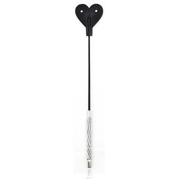 eeddoo® GERTE MIT DIAMANTENGRIFF UND HERZPADDEL - schwarz/Fetisch BDSM Bondage Rollenspiel Sex-Spielzeug - SM Paddel- schwarz (Black Single Tail Whip)