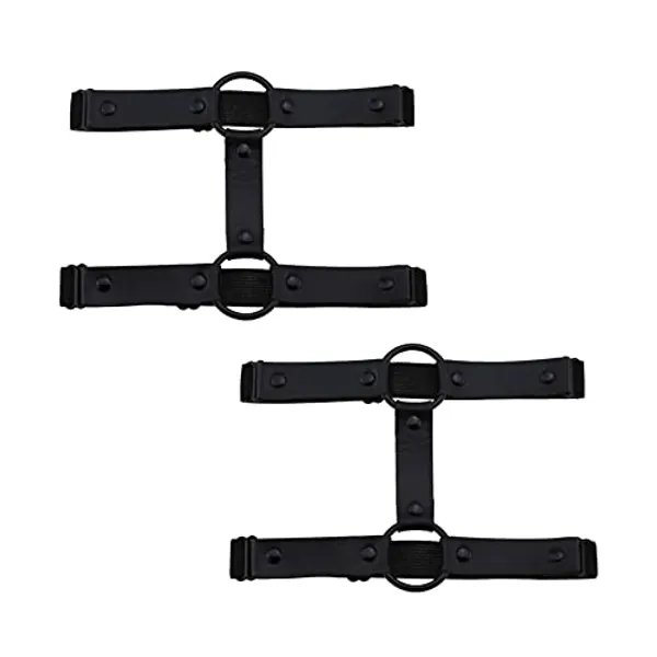 alisikee 2pcs Adjustable Faux Leather Leg Garter Belt, 2 Rows Elastic Punk Thigh Garter for Women, Black