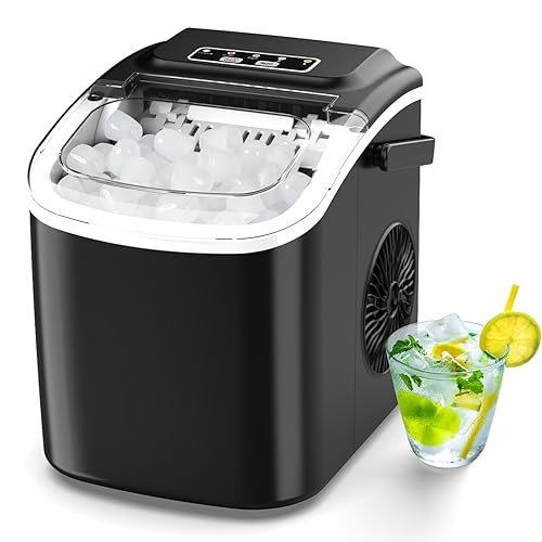 Ice Machines for Home Countertop Ice Maker with Handle 9 Ice Cubes Ready in 6 Mins, Auto-Cleaning Portable Ice Machines for Home, Black - Black