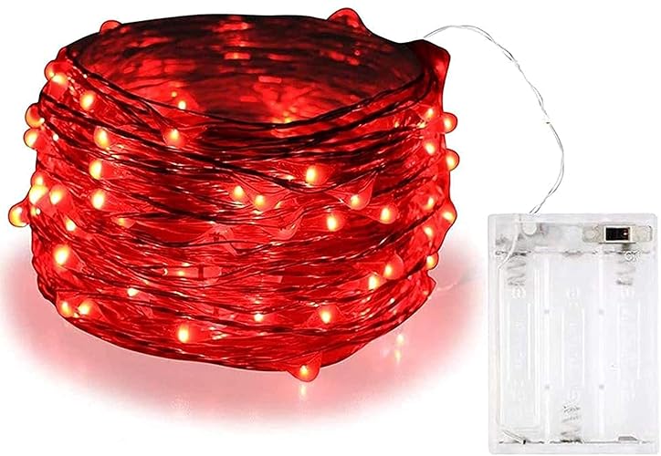 BOLWEO Battery Powered Fairy String Lights, 3M 30LEDs,Red Ambiance Lighting for Christmas，New Year's Eve，Valentines Day Decoration - Red - 1