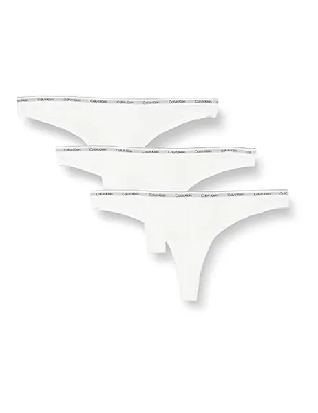 Calvin Klein Damen 3er Pack Strings Modern Logo Tangas - M - Weiß (White/White/White)