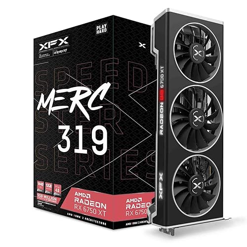 XFX Speedster MERC319 Radeon RX 6750XT Black Gaming Grafikkarte mit 12GB GDDR6 HDMI 3xDP, AMD RDNA™ 2 (RX-675XYTBDP)