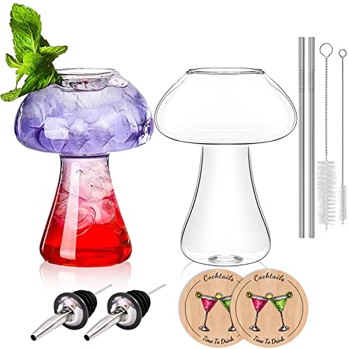 SuproBarware Mushroom Glasses Mushroom Cocktail Glass Cup (Transparent2B) - Transparent2B