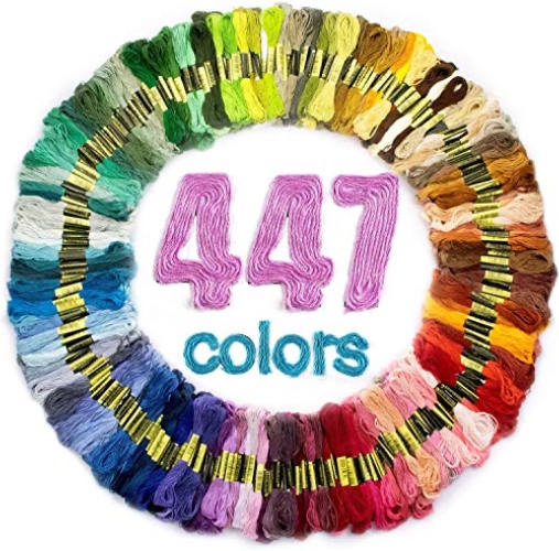 LOVIMAG Premium Rainbow Color Embroidery Floss with Cotton for Cross Stitch Threads, Bracelet Yarn, Craft Floss, Embroidery Floss Set - 447pcs