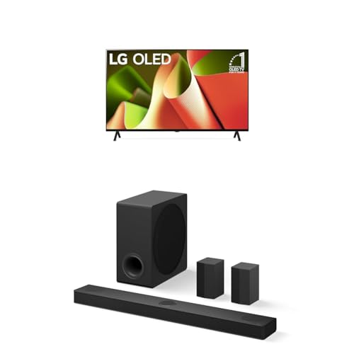 LG 55-Inch Class OLED B4 Series Smart TV 4K Processor Flat Screen with Magic Remote AI-Powered with Alexa Built-in (OLED55B4PUA, 2024), 5.1.3 ch. Sound Bar Wireless Dolby Atmos and Rear Speakers - 55 Inch - Premium Audio