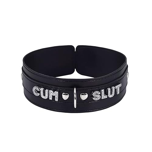 paloli Pink Choker Necklace for Women Leather Collar Fluffy Punk Leash Neck Choker Gothic Cosplay Sexy Jewelries - Bk Cum