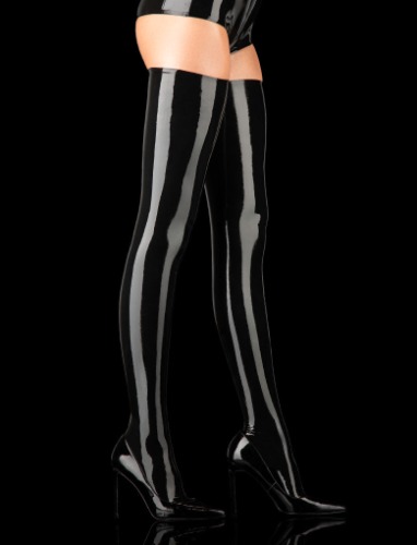 Latex Black Thigh Highs | M/L