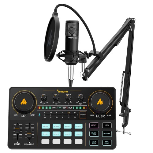 MAONO Maonocaster Lite Portable ALL-IN-ONE Podcast Produktionsstudio mit Mikrofon für Gitarre, Live-Streaming, PC, Aufnahme und Gaming (AU-AM200-S6) - AU-AM200-S6