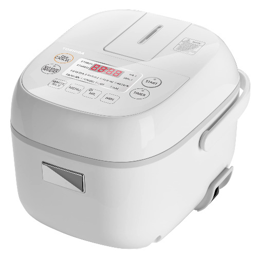Toshiba Mini Rice Cooker, 3 Cups Uncooked Small Rice Cooker, Steamer & Warmer, With Fuzzy Logic And One-Touch Cooking, 24 Hour Delay Timer And Auto Keep Warm Feature, White - Mini