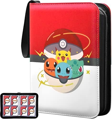 Trading Card Binder for Pokemon Cards, CHELSOND 4-Pocket Portable Card Collector Album Holder Book Fits 400 Cards with 50 Removable Sleeves, Display Storage Carrying Case for TCG-White - White-420 cards