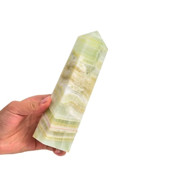 JIC Gem Crystal Wand Natural Caribbean Calcite Tetrahedral Column Crystal Tower Energy Decoration Gifts 0.7-1Lbs