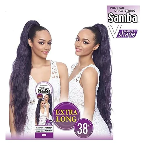 ORIGINAL PONYTAIL DRAW STRING - V SHAPE- FEATHER TIP - SAMBA156 (Blonde)