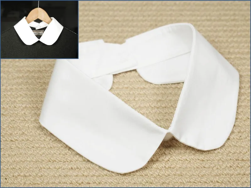 White False Peter Pan Round Cotton Poplin Collar Design For Women Girls Ladies Collared Button Shirt Blouse Sheer Classic Rounded Neck