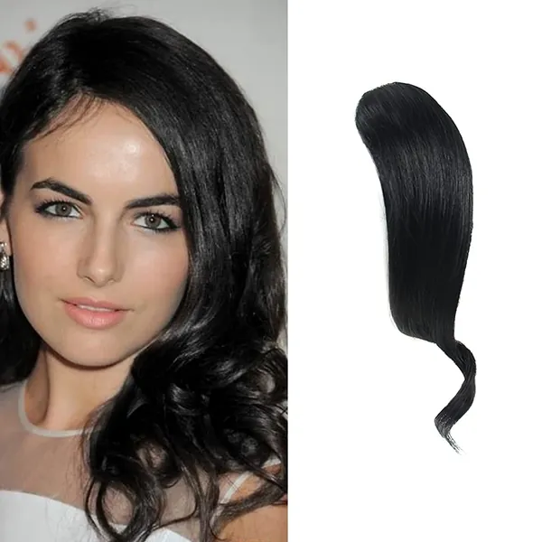 Dsoar 2PCS Wave Side Bang Clip in Bangs Real Human Hair Wave Fringe Hair Extensions(Jet Black) - 2 PCS Wave Side Bangs Jet Black