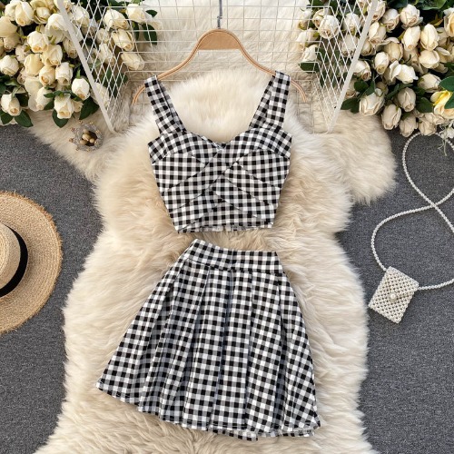 Gwen Two Piece Set | Gingham / Black / M