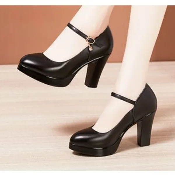 Genuine Leather Platform High Heel Pumps