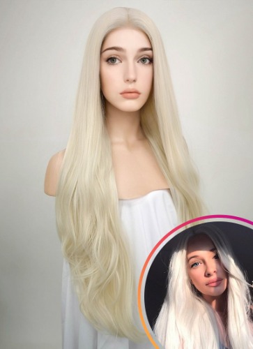 Straight Platinum Blonde Lace Front Synthetic Wig LW150D | Wig