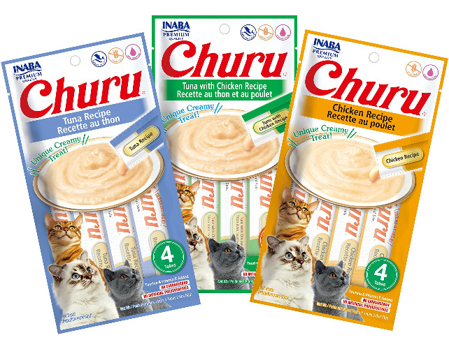 INABA Churu Lickable Creamy Purée Cat Treats 3 Flavor Variety Pack of 12 Tubes - 