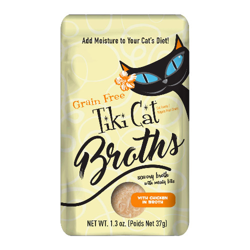 Tiki Cat Savory Broth, Grain Free Lickable Wet Food Treat, Add Moisture & Boost Flavor, 12 pouches - Chicken