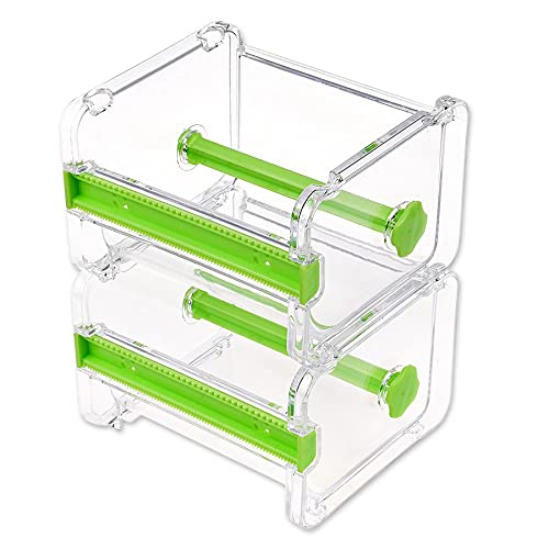2pcs Washi Tape Dispenser Cutter,Roll Tape Holder Organizer,Masking Tape Desktop Tape DIY Sticker Roll Tape Cutter Holder Storage (Green) - Green