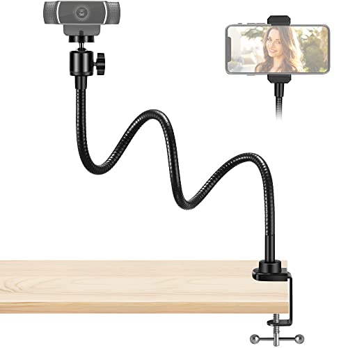 InnoGear Webcam Stand with Phone Mount, Desk Camera Arm Stands Gooseneck for Logitech Webcam BRIO 4K C960 C920 C920S C922 C922x C925e C930 C930e C615 NexiGo N60, Right Light, Gopro with 1/4" Thread