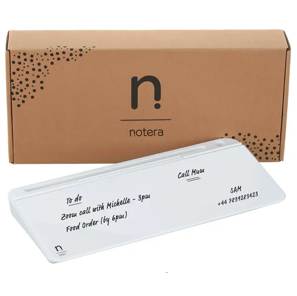 Notera Wedge Small Desktop Glass Whiteboard - Great Desk Organizer and Desk Accessory for Home Or Office - Never Need Sticky Notes Or Note Pads Again (Medium (45cm), Brilliant White)