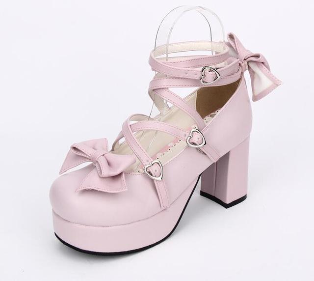 Princess Wrap Lolita Heels - Pink / 7.5