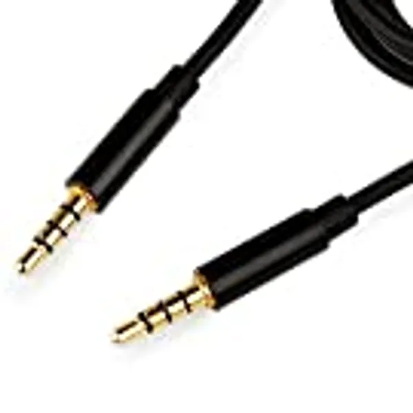 Replacement 3.5mm to 3.5mm 4-pole Cable Compatible with Turtle Beach Gaming Headsets - 1.2m Gold Plated Chat Talkback Mobile Adapter Cable - PX22 Z22 XP7 Z7 Sierra
